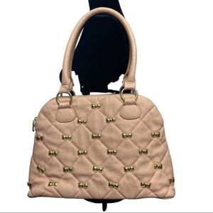Betsey Johnson Pink Quilted Handbag with Gold Accents